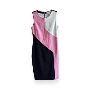 New WHBM Diagonal Colorblock Sheath Dress Black Pink White Size 00